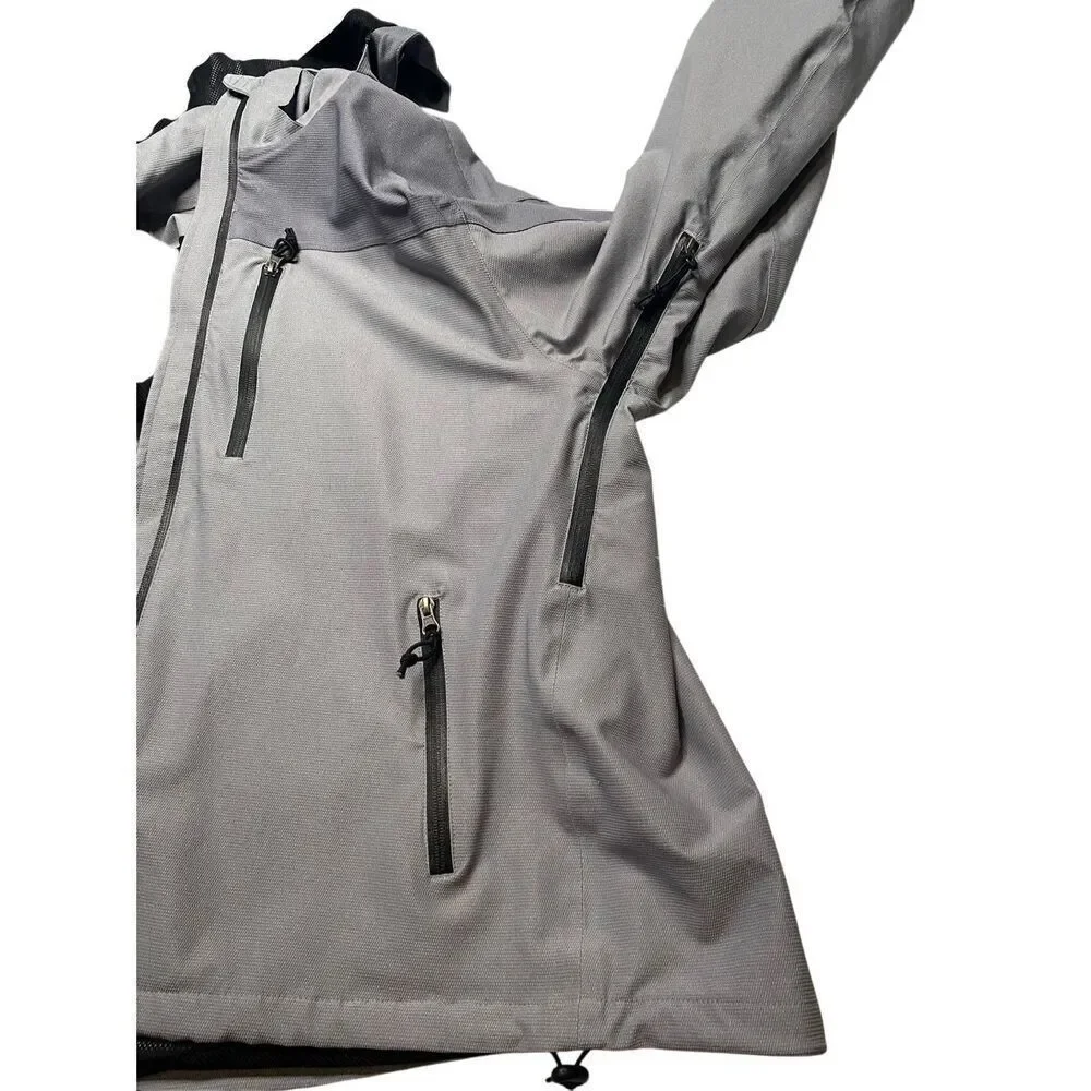 North America Branding Gray Softshell Jacket Men’s Large Hooded Octopus Patch